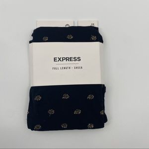 Express Black & Gold Dot Full Length Sheer Tights